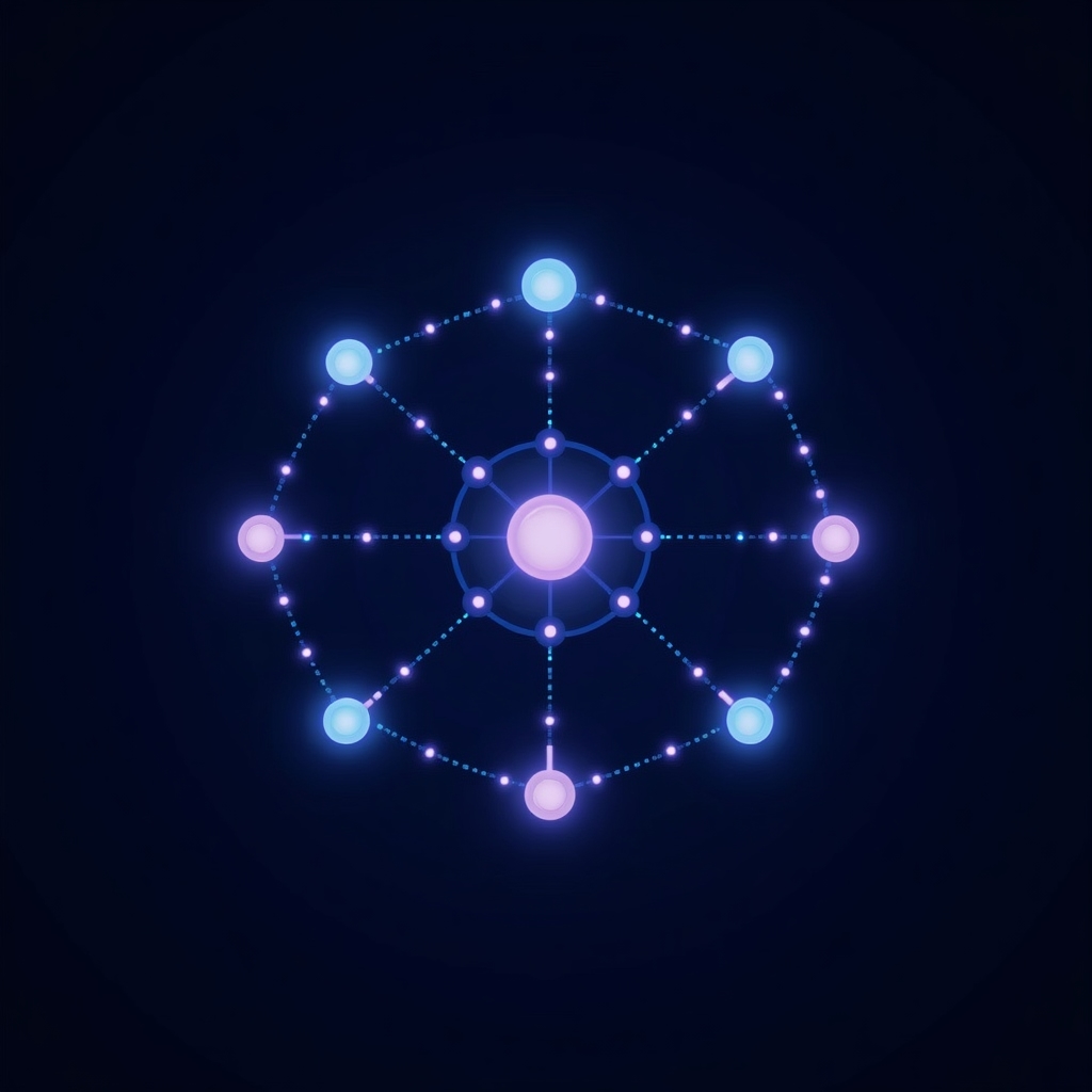 Visualisation abstraite de l'économie des plateformes numériques avec des connexions en réseau